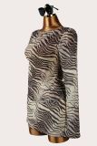 EVE Animal Print Long-Sleeve Top and Mini Skirt Set YWXS-K26L2652
