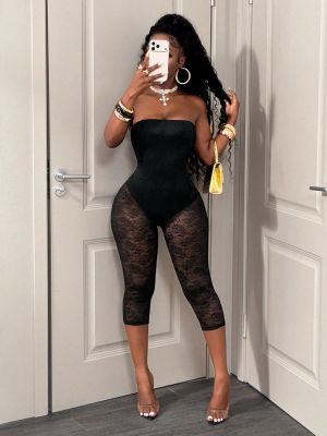 EVE Lace See Through Backless Seventh Jumpsuit GHYX-TXY5424
