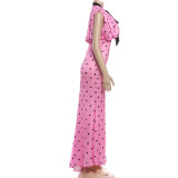 EVE Polka Dot Print Sleeveless Maxi Dress XEF-K6D10158A