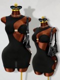 EVE Solid Color Hollow Out Bodycon Dress GHYX-TJY8237