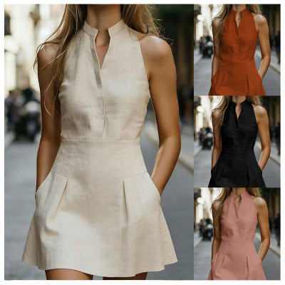 EVE Sleeveless Solid Color Mini Dress GXIY-K26L2774