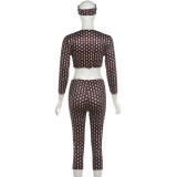 EVE Polka Dot Print Two Piece Pants Set(With Headscarf) XEF-K6S11676A