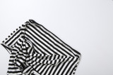EVE Stripe Long Sleeve T Shirt Short 2 Piece Set XEF-K6S13039A