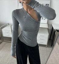 EVE Long Sleeve Solid Color Tops GXIY-K25L1545