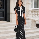 EVE Polka Dot Print Sleeveless Maxi Dress XEF-K6D10158A