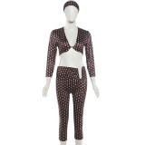 EVE Polka Dot Print Two Piece Pants Set(With Headscarf) XEF-K6S11676A