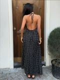 EVE Polka Dot Print V Neck Lace Maxi Dress GXIY-K26L2736