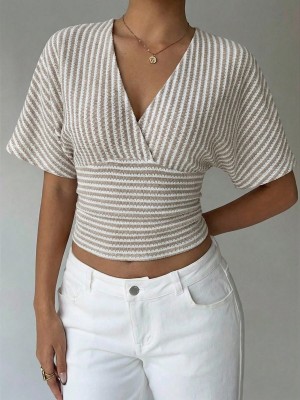 EVE Stripe Bat Sleeve Knits Top GXIY-K26L2592