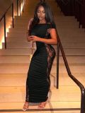 EVE Lace Patchwork One Shoulder Maxi Dress GHYX-TXY5454