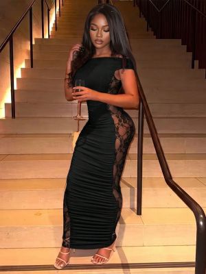 EVE Lace Patchwork One Shoulder Maxi Dress GHYX-TXY5454