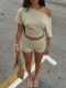 EVE Slash Shoulder Short Sleeve T Shirt Shorts Suit GXIY-K26L2793