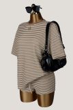 EVE Stripe Short Sleeve Shorts Two Piece Set GXIY-K26L2605