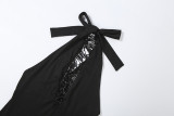 EVE Halterneck Backless Tassel Irregular Dress DLSF-K6D12056A