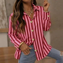 EVE Stripe Laple Long Sleeve Shirt GPBY-SH8468