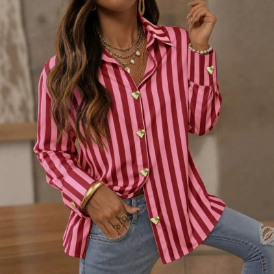 EVE Stripe Laple Long Sleeve Shirt GPBY-SH8468