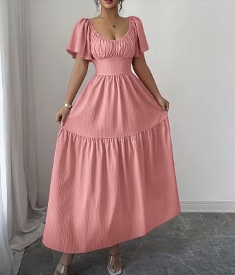 EVE Square Neck Bubble Sleeve Maxi Dress GPBY-DR9962