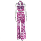 EVE Loose Ruched Print Two Piece Pants Set GJYO-JS919197