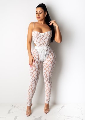 EVE Sexy Fishnet Nightclub Lingerie Two-Piece Set AIL-079