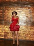 EVE 3D Rose Flower Edge Halterneck Mini Dress GADE-10122