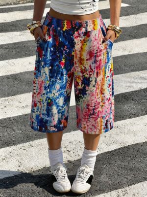 EVE Tie Dye Print Loose Fifth Pants ZDF-33538
