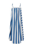 EVE Stripe Contrast Color Sling Maxi Dress ZDF-33532