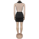 EVE Deep V Neck Halterneck Mini Dress BY-7771