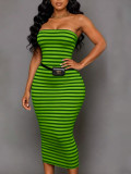 EVE Stripe Knits Split Tube Top Dress ZDF-33537
