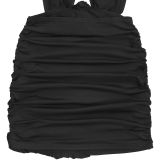 EVE Deep V Neck Halterneck Mini Dress BY-7771