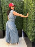 EVE Fashion Washed Loose Denim Jumpsuit LX-8614
