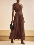 EVE Single Shoulder Ruched Maxi Dress GQLK-KG6622