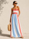 EVE O Neck Stripe Print Tube Top Dress GQLK-6683