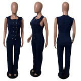 EVE Fashon Loose Denim Sleeveless Jumpsuit LX-3591