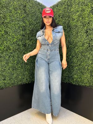 EVE Fashion Washed Loose Denim Jumpsuit LX-8614