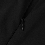 EVE V Neck Zipper Long Sleeve Jumpsuit MZ-26012