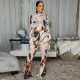 EVE Print Mesh See Through Two Piece Pants Set BY-7770