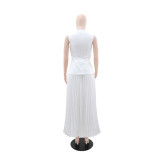 EVE Sleeveless Vest Press Pleated Long Skirt Suit GYLY-10901