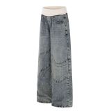 EVE Plus Size Ribbed-Waist Straight Jeans GYLN-9167