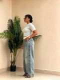 EVE Plus Size Ribbed-Waist Straight Jeans GYLN-9167
