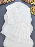 EVE Sleeveless Vest Press Pleated Long Skirt Suit GYLY-10901