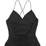 EVE Mesh Solid Color Sling Backless Jumpsuit BY-7738