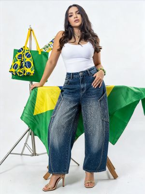 EVE Plus Size Starry Sky Diamonds Loose Jeans GYLN-9081