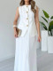 EVE Sleeveless Vest Press Pleated Long Skirt Suit GYLY-10901