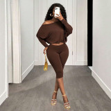 EVE Slash Shoulder Loose Long Sleeve Pants Suit GDSF-Q26ST123