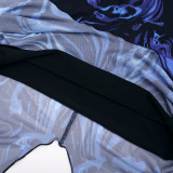 EVE Print Mesh Long Sleeve Hollow Out Maxi Dress GDSF-D26DS267