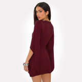 EVE Flare Long Sleeve V Neck Mini Dress GSZM-D26DS272