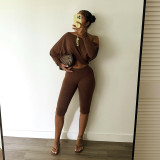 EVE Slash Shoulder Loose Long Sleeve Pants Suit GDSF-Q26ST123