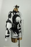 EVE Contrast Color Print Loose Top YWXS-K25L1262