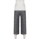 EVE Contrast Color Patchwork Stripe Wide Leg Pants GPKJ-MR49630