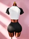 EVE Hot Drill Letter Color Block Sport Short Suit GTGE-MH1023