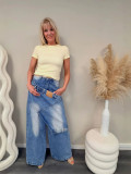 EVE Plus Size Irregelar Patchwork Jeans GYLN-1867